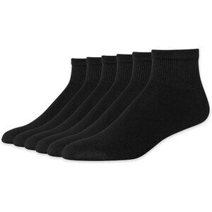 🆕 Men Black Cushion Ankle Socks Label Pack of 6 Ultra Soft Cotton Blend Durable